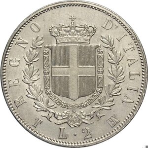 reverse: Regno d Italia, Vittorio Emanuele II (1861-1878), 2 Lire 1863 Torino 