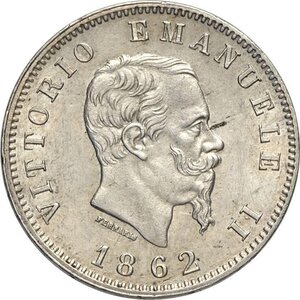 obverse: Regno d Italia, Vittorio Emanuele II (1861-1878), Lira 1862 Napoli, Rara Ag 23 mm, SPL+
				