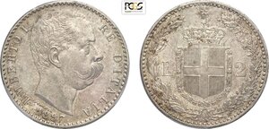 obverse: Regno d Italia, Umberto I (1878-1900), 2 Lire 1897, Ag 27 mm, in Slab PCGS MS64 (cert. 26833015 second best grade)
				