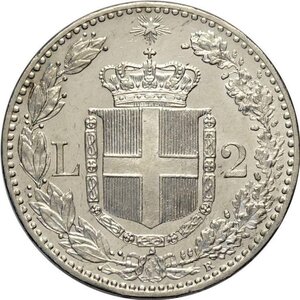 reverse: Regno d Italia, Umberto I (1878-1900), 2 Lire 1898, Rara Ag 27 mm, spatinata ma di alta conservazione, q.FDC
				