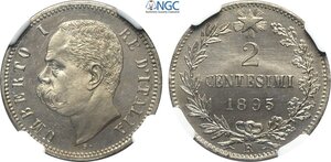 obverse: Regno d Italia, Umberto I (1878-1900), 2 Centesimi 1895 Prova, RRRRR Sim-23/1 Mont-80 Fe-Ni 20 mm 2,72 g, conservazione eccezionale con fondi speculari, in Slab NGC MS67 (cert. 6635675010 second best grade)
				