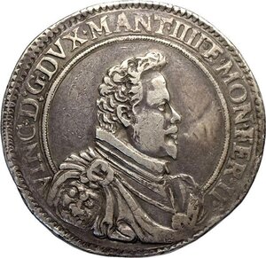 obverse: Casale, Vincenzo I Gonzaga (1587-1612), Ducatone 1591, Rara MIR-291 Ag 42 mm 31,47 g, buon BB
				