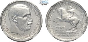 obverse: Regno d Italia, Vittorio Emanuele III (1900-1943), 2 Lire 1928 Prova in alluminio, RR Sim-293/1 Al 29,5 mm 4,26 g, in Slab NGC MS64 Top Pop! (cert. 6647352006)
				