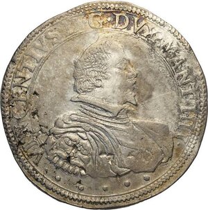 obverse: Casale, Vincenzo I Gonzaga (1587-1612), Ducatone da 12 Bianchi, RR CNI-53/55 Ag 42 mm 24,74 g, di buoni rilievi (BB+) ma porosità e sedimenti
				