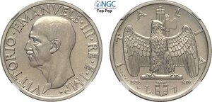 obverse: Regno d Italia, Vittorio Emanuele III (1900-1943), Lira 1936 Prova, RRR Pag-269 Ni 26,5 mm 8 g, eccezionale, in Slab NGC MS66+ Top Pop! (cert. 2821721016)
				