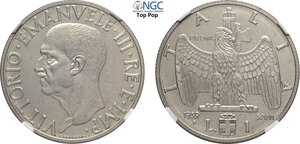 obverse: Regno d Italia, Vittorio Emanuele III (1900-1943), Lira 1939 Prova, RRRR Pag-271 Ac 26,7 mm 8 g, in Slab NGC MS65 Top Pop! (cert. 6647356014)
				