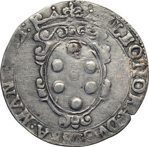 reverse: Mantova, Vincenzo Gonzaga e Eleonora dè Medici (1584-1611), da 10 Soldi, RRRR MIR-558 Ag 26 mm 2,63 g, la rarità attribuita a questa moneta è generosa, BB
				