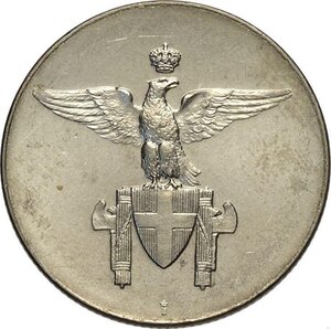 obverse: Regno d Italia, Vittorio Emanuele III (1900-1943), Prova tecnica sd uniface, con segno Regia Zecca, Lupp-Med12 Ni 27 mm 8,43 g, alone al rovescio q.FDC
				