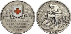 obverse: Regno d Italia, Vittorio Emanuele III (1900-1943), Lotto di 2 monete: 10 Centesimi 1903 Progetto (BB), 2 Lire 1915 Croce Rossa (segnetti di smontaggio sul contorno, q.SPL)
				