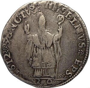 reverse: Mantova, Francesco IV Gonzaga (1612), Lira 1612, Rara MIR-567 Ag 30 mm 5,58 g, la rarità attribuita a questa moneta è ingenerosa, graffio MB+
				