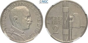 obverse: Regno d Italia, Vittorio Emanuele III (1900-1943), 2 Lire 1935, emissione per numismatici in 50 esemplari, RRR Ni 29 mm, in Slab NGC MS65 (cert. 8234061008 second best grade)
				