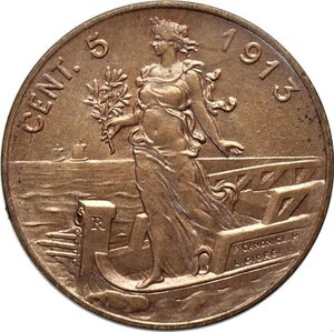 reverse: Regno d Italia, Vittorio Emanuele III (1900-1943), 5 Centesimi 1913 