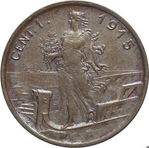 reverse: Regno d Italia, Vittorio Emanuele III (1900-1943), Centesimo 1915 varietà denominata 