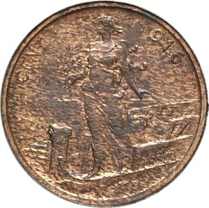 obverse: Regno d Italia, Vittorio Emanuele III (1900-1943), Centesimo 1916 Brockage, Cu 15 mm 0,98 g, SPL
				