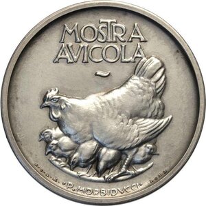 reverse: Regno d Italia, Vittorio Emanuele III (1900-1943), Medaglia (1930) in argento per la Mostra Avicola, opus Morbiducci, Ag 41 mm 26,57 g, SPL
				