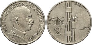 obverse: Regno d Italia, Vittorio Emanuele III (1900-1943), Lotto di 2 monete da 2 Lire: 1926 (Rara, SPL), 1942 (RR, SPL)
				