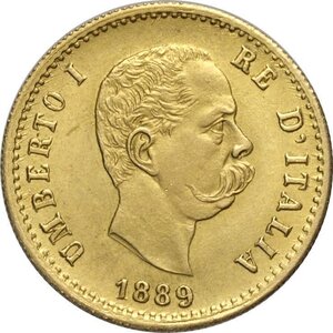 obverse: Regno d Italia, Umberto I (1878-1900), Fantasy 10 Lire 1889 in oro, Au 19 mm 3,21 g, FDC
				