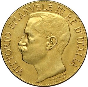 obverse: Regno d Italia, Vittorio Emanuele III (1900-1943), Fantasy 100 Lire 1911 in oro, Au 37 mm 31,91 g, SPL
				