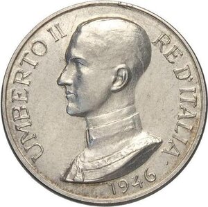 obverse: Umberto II (1946), Gettone da 20 Lire 1946, RRR Mont-1 Ag 24 mm 6,36 g, SPL-FDC
				