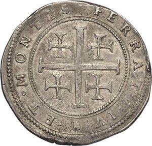 reverse: Casale, Ferdinando Gonzaga (1612-1626), Mezzo Tallero, RRR MIR-327 Ag 32,5 mm 11,03 g, colpetto, q.SPL
				