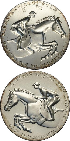 reverse: Albania, Fourth Republic (1990-), Set 10 Leke 1991 (2), KM-68-69, Ag 40 mm 52,50 g, FDC
				