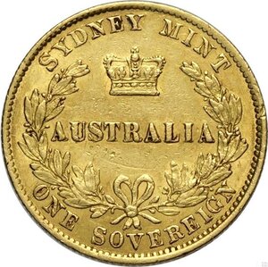 reverse: Australia, Victoria (1837-1901), Sovereign 1866-SY, Sydney Mint, Au 22 mm 7,95 g, BB+
				