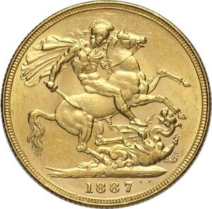 reverse: Australia, Victoria (1837-1901), Sovereign 1887-M, Melbourne Mint, Au 22 mm, SPL+
				