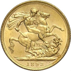 reverse: Australia, Victoria (1837-1901), Sovereign 1893-M, Melbourne Mint, Au 22 mm, SPL+
				