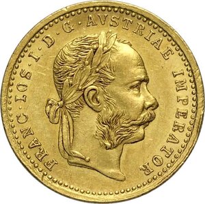 obverse: Austria, Franz Joseph I (1848-1916), Ducat 1876, Vienna mint, Au 21 mm 3,48 g, colpetto al bordo, BB-SPL
				