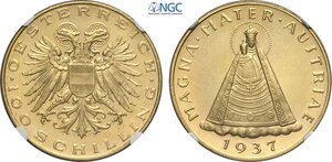 obverse: Austria, First Republic (1918-1938), 100 Schilling 1937, Mintage: 2900, Au 33 mm 23,52 g, in Slab NGC PL61 Cameo
				