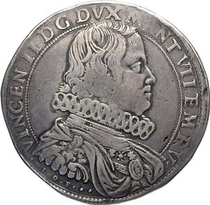 obverse: Mantova, Vincenzo II Gonzaga (1627), Ducatone 1627, RRR MIR-622 Ag 43 mm 31,33 g, q.BB
				