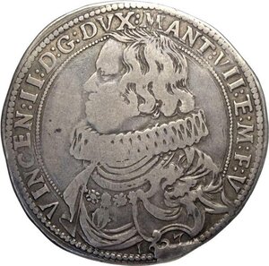 obverse: Mantova, Vincenzo II Gonzaga (1627), Ducatone 1627, RRR MIR-623 Ag 44 mm 30,15 g, q.BB
				