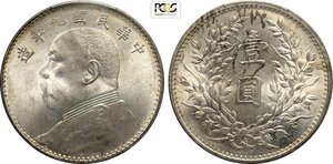 obverse: China, Republic (1912-1949), Dollar year 9 (1920), L&M-77 Ag 39 mm 26,40 g, in Slab NGC MS63
				