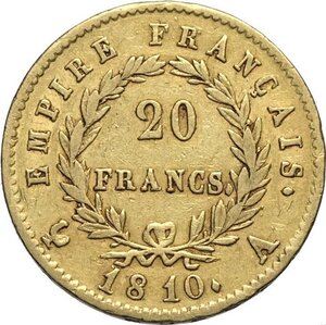 reverse: France, Napoleon I (1799-1814), 20 Francs 1811-A, Paris mint, Au 21 mm 6,40 g, BB
				