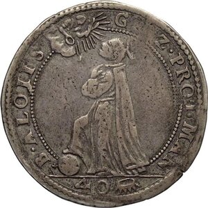 reverse: Mantova, Vincenzo II Gonzaga (1627), Quarto di Ducatone, RRR MIR-629 Ag 32,5 mm 7,50 g, BB
				