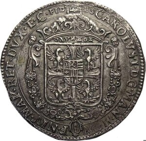 obverse: Mantova, Carlo I Gonzaga/Nevers (1627-1637), Mezzo Ducatone, Rara MIR-647/1 Ag 38,5 mm 14,52 g, bella patina q.SPL
				