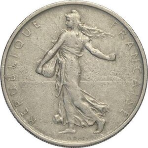 obverse: France, Fifth Republic (1958-), 5 Francs 1967 Nickel, Rara Ni 29 mm 10,46 g, BB
				