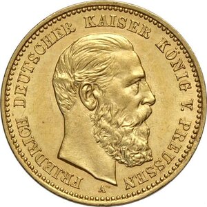 obverse: Germany Prussia, Friedrich III (1888), 10 Mark 1888-A, Berlin mint, Au 20 mm 3,98 g, SPL
				