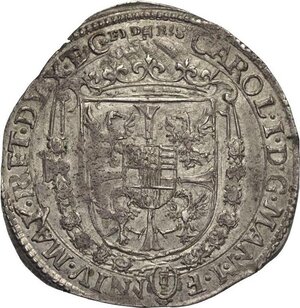 obverse: Mantova, Carlo I Gonzaga/Nevers (1627-1637), Quarto di Ducatone, RR MIR-648 Ag 31,5 mm 7,56 g, q.SPL
				