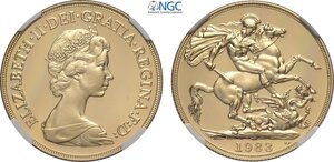 obverse: Great Britain, Elizabeth II (1952-2022), Proof 2 Pounds 1983, London Mint, Au 28,4 mm 15,98 g, in Slab NGC PF69 Ultra Cameo
				