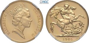 obverse: Great Britain, Elizabeth II (1952-2022), Proof 2 Pounds 1985, London Mint, Au 28,4 mm 15,98 g, in Slab NGC PF69 Ultra Cameo
				