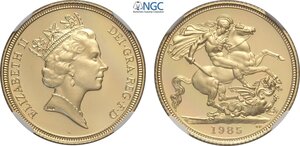 obverse: Great Britain, Elizabeth II (1952-2022), Proof Sovereign 1985, London Mint, Au 22 mm 7,99 g, in Slab NGC PF66 Ultra Cameo
				