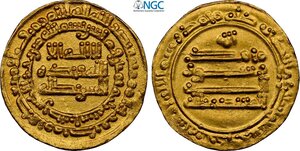 obverse: Islamic, Abbasid, Al-Mu tadid (AH279-289 / 892-902AD), Gold Dinar AH283, San a Mint, Au 18 mm 2,94 g, in Slab NGC MS64 (cert. 6646534003 second best grade)
				