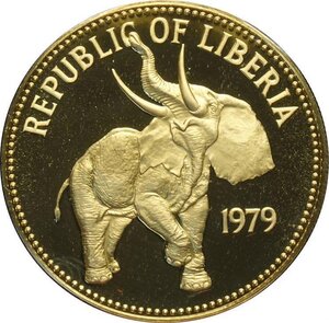 obverse: Liberia, Republic (1847-), 100 Dollars 1979, KM-38 Au 25 mm 11,20 g, sealed in original box with certificate, Proof
				