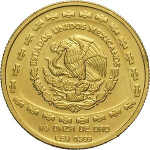 obverse: Mexico, Estados Unitos (1823-), 25 Pesos 1998 (1/4 Oz), Mintage: 303, Au 23 mm 7,77 g, FDC
				