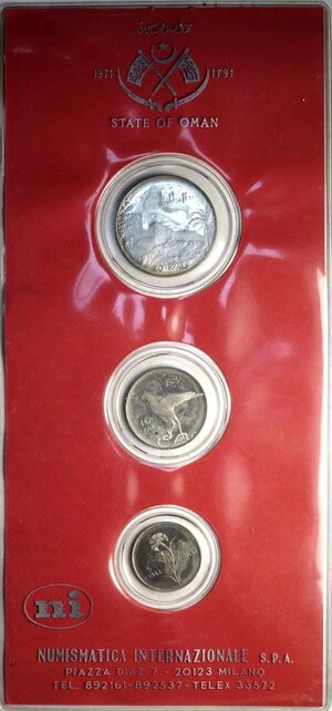 obverse: Oman, Ghalib ibn Ali (1959-2009), Silver Proof Set 1971 (3), with original box, Proof
				