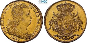 obverse: Portugal, Joao VI (1799-1826), Peca of 6400 Reis 1806, Lisbon Mint, Au 31,5 mm 14,34 g, in Slab NGC MS63
				