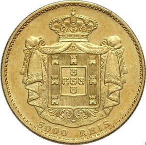 reverse: Portugal, Luiz I (1861-1889), 5000 Reis 1876, Lisbon mint, mintage: 15000, Au 23 mm 8,86 g, SPL-FDC
				