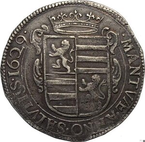 obverse: Mantova, Assedio Austro/Spagnolo (1629-1630), Mezzo Scudo del fiore 1629, RRR MIR-666 Ag 37 mm 14,49 g, BB+
				