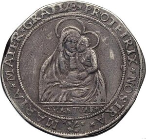 reverse: Mantova, Carlo II Gonzaga/Nevers, Reggenza della madre Maria (1637-1647), Ducatone, RR MIR-681 Ag 42 mm 31,7 g, bella patina, graffietti al rovescio, BB+
				